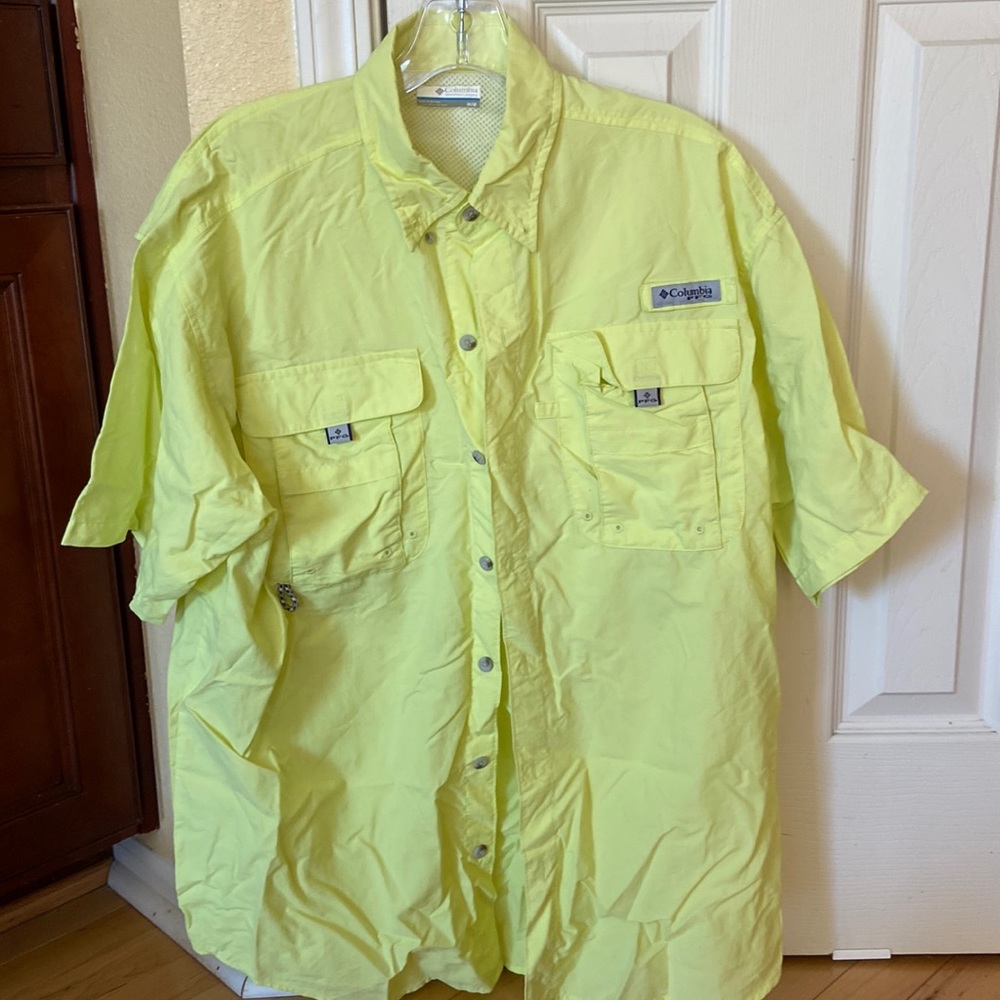 Neon yellow Columbia PFG shirt